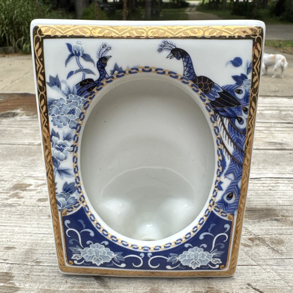 Vintage Heritage Mint Peacock Porcelain Photo Picture Frame Made In Japan